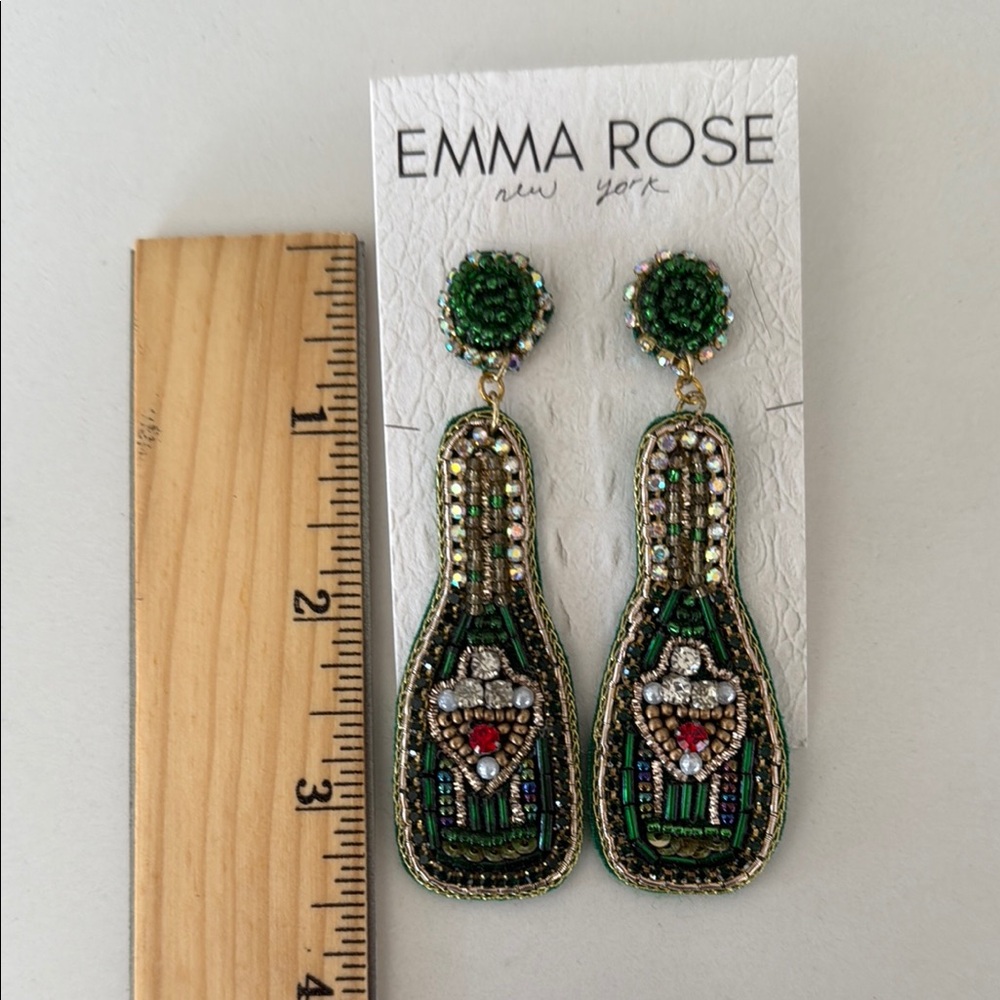 Emma Rose Beaded Green Earrings
